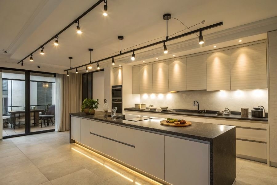 1029-track-lighting-kitchen-revolution Zamonaviy oshxona yoritish: trek tizimlarining eng yaxshi yechimlari