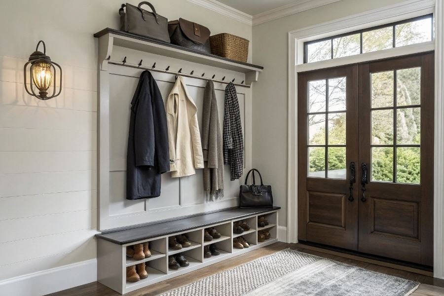 1121-functional-entryway-design Kirish xonasi uchun ideal devor shkafini tanlash bo’yicha maslahatlar