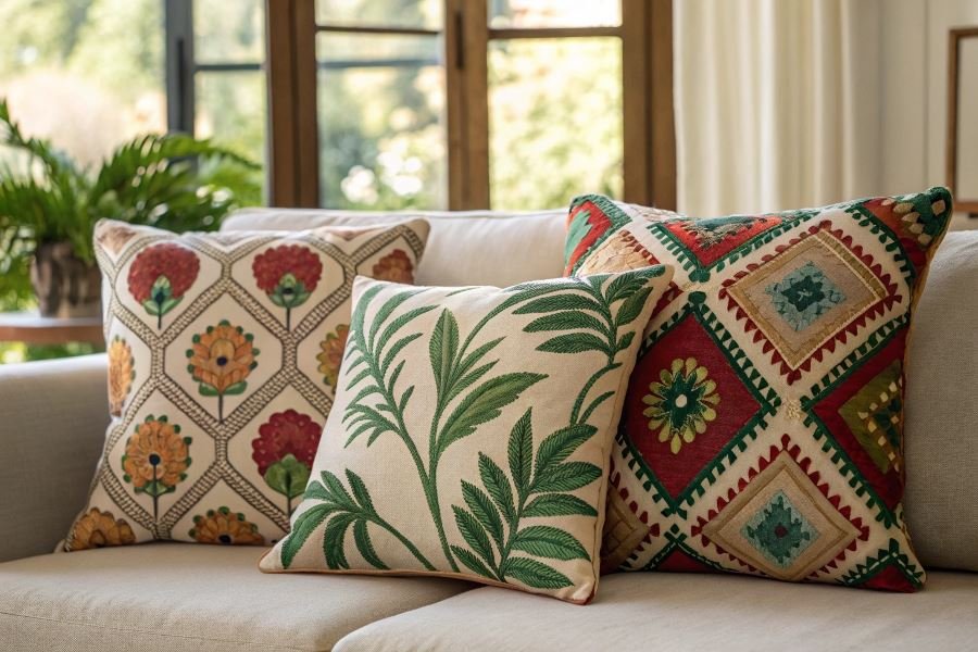 1283-decorative-pillow-prints-modern-interior Zamonaviy interyerda moda naqshli dekorativ yostiqlar