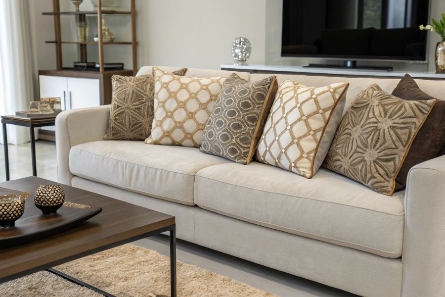 1285-sofa-pillow-proportion-secrets Divan uchun ideal dekorativ yostiqlar: o’lcham tanlash sirlari