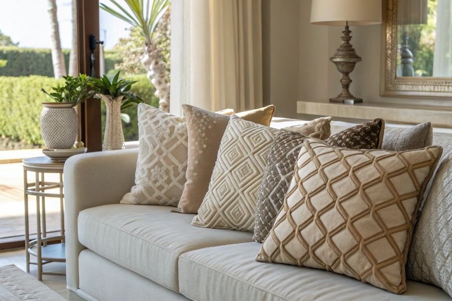 1355-decorative-pillows-transform-living-room Yotoqxona uchun zamonaviy dekorativ yostiq variantlari
