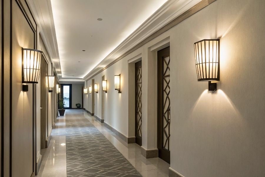 928-corridor-lighting-space-design Koridorda devor lampalarini to’g’ri joylashtirish bo’yicha qo’llanma