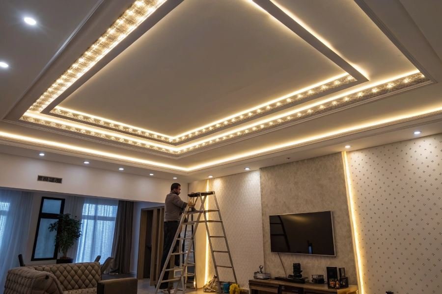 980-led-strips-transform-stretch-ceilings Tortish plitalari uchun LED lentalar: tanlash mezonlari 2025